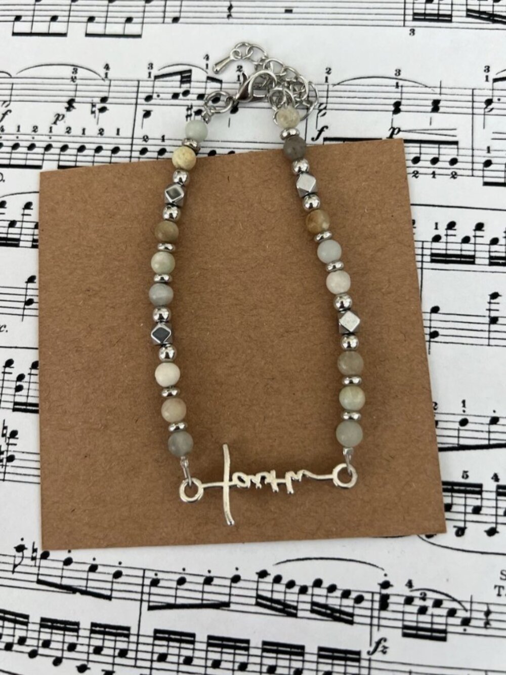 Faith Cross Beaded Bracelet Christian Inspirational Jewelry Adjustable Bracelet